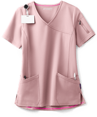 Style # MBS651: MASHAMOVEMENT by Butter-Soft Capella Women's 5-Pocket Faux Wrap STRETCH Scrub Top