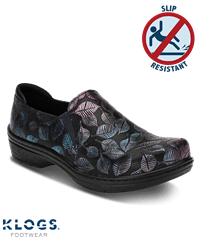 Klogs Moxy Blue/Purple Leaves Leather Slip On Clogs