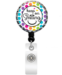 Nina's Lil Bowtique Keep On Smiling Bottle Cap ID Badge Holder