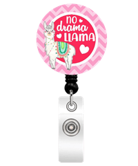 Nina's Lil Bowtique No Drama Llama Mylar Button Retractable Badge Reel