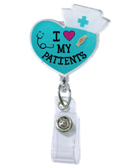 Outside the Box I Heart My Patients Acrylic Swivel ID Badge Reel
