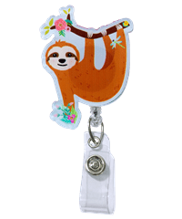 Outside the Box Sloth Acrylic Swivel ID Badge Reel