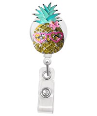 Outside the Box Pineapple Sparkle & Shine Retractable ID Badge Holder