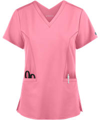 Med Couture Peaches Women's 2-Pocket STRETCH Double V-Neck Scrub Top