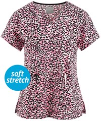 Med Couture Animal Women's 2-Pocket V-Neck Print Scrub Top