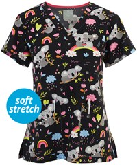 Med Couture Koala Women's 2-Pocket V-Neck Print Scrub Top