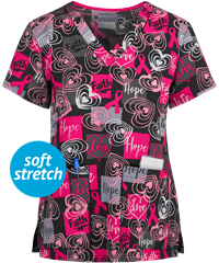 Med Couture Live Life Love Hope Women's 2-Pocket V-Neck Print Scrub Top