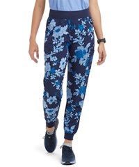 Easy Stretch By Butter-Soft Mila Cuff Paris Floral Navy Women's 5-Pocket Jogger Print Scrub Pants