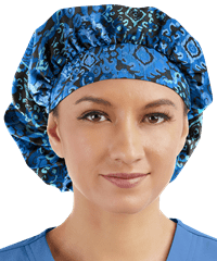 UA Best Buy Ikat Paradise Black Women's Bouffant Style Print Scrub Hat