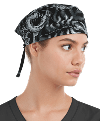 UA Asian Dragon Black Printed Unisex Adjustable Scrub Hat