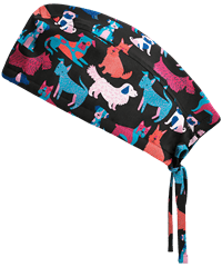 UA Puppy Story Black Printed Unisex Drawstring Hem Scrub Hat