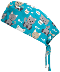 UA Cats At Play Turquoise Unisex Print Scrub Hat