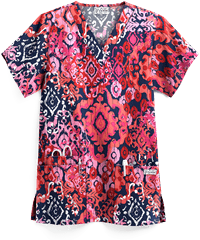 UA Ikat Paradise Navy Women's 3-Pocket V-Neck Print Top