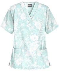 Butter-Soft Arles Floral Cooling Oasis Women's 2-Pocket V-Neck Print Scrub Top