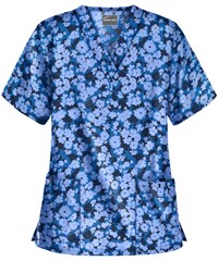 UA Buttersoft Provence Floral Royal Women's 2-Pocket V-Neck Print Scrub Top