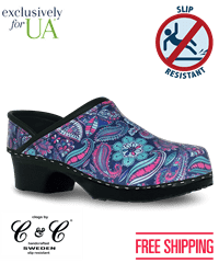 UA Exclusive C&C Sweden Perfect in Paisley Women's Full Back Nursing Clogs