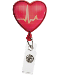 Prestige Retracteze™ EKG Heart Button Snap ID Badge Holder