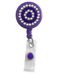 Prestige Deluxe Retracteze™ Purple Rhinestone Button Snap ID Badge Holder   