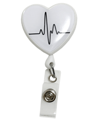 Prestige Deluxe Retracteze™ White EKG Heart Button Snap ID Badge Holder
