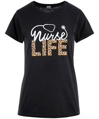 Prestige Nurse Life Black Printed Women's Short Sleeve T-shirt