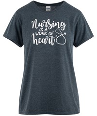 Prestige Work of Heart Grey Women's Short Sleeve Print T-shirt