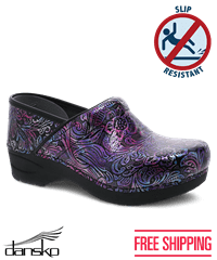 Dansko Pro XP 2.0 Engraved Floral Women's Patent Leather Nursing Clogs
