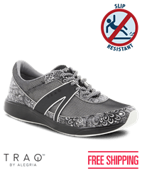TRAQ by Alegria Qarma Wild Child Black Women's Athletic Nursing Shoes