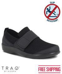 TRAQ by Alegria Qwik Strap Black Women's Slip Resistant Nursing Shoes