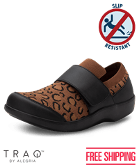 TRAQ by Alegria Qwik Strap Leopard Women's Slip Resistant Nursing Shoes