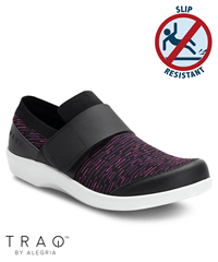 TRAQ by Alegria Qwik Strap Purple Dash Women's Slip Resistant Nursing Shoes