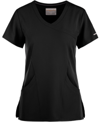Style # SK102: BLACKSkechers by Barco Reliance Women's 3-Pocket STRETCH Mock Wrap Scrub Top