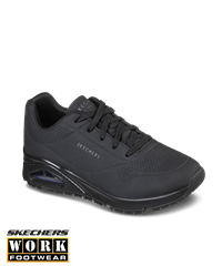 Skechers Work Black Synthetic Uno Sr Women's Lace Up Athletic Nursing Shoes