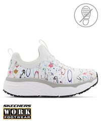 Skechers Work Women's Max Cushioning Elite SR White/Multi Slip-On Athletic Nursing Shoes