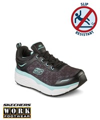 Skechers Work Women's Max Cushioning Elite SR Black/Teal Slip On Athletic Nursing Shoes