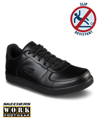 Skechers Black Leather Work Men's Lace Up Athletic Nursing Shoes