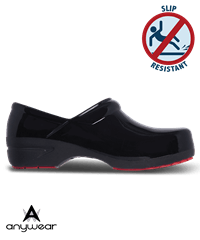 Anywear SR Angel Black Patent Women's Closed Back Nursing Shoes