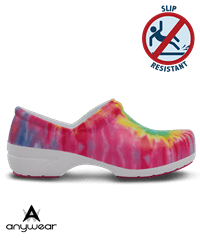Anywear Sr Angel Vivid Tie Dye Women's Slip Resistant Nursing Clogs