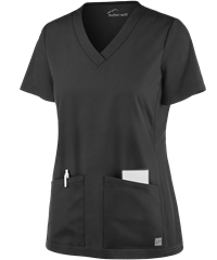 Style # STN871C: BLACKButter-Soft Core by UA™ Women's 3-Pocket Knit Panel V-Neck Scrub Top