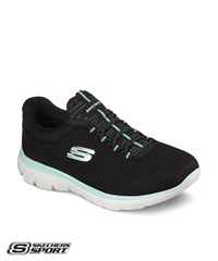Skechers Summits Cool Classic Black/Turquoise Women's Athletic Slip On Nursing Shoes