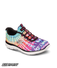 Skechers Black & Multi Mesh Summit Looking Groovy Women's Athletic Nursing Shoes
