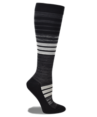 Think Medical Men's Grey/Black Marled Stripe Premium Men's 10-14 mmHg Compression Socks 