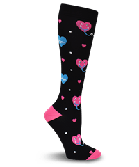 Think Medical Stethoscopes and Hearts Wide Calf Premium Women's 10-14 mmHg Compression Socks