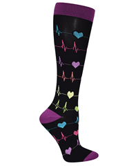 Think Medical Heart EKG Wide Calf Premium Women's 10-14 mmHg Compression Socks 