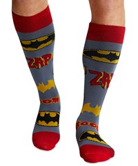 Cherokee Tooniforms Batman Mania Men's 8-12 mmHg Light Compression Socks 