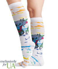 UA Exclusive Cherokee Tooniforms Stitch Vacation Women's 8-12 mmHg Light Compression Socks