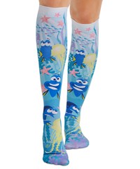 Cherokee Tooniforms Worlds of Whaledom Women's 8-15 mmHg Light Compression Socks