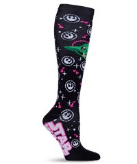 Cherokee Tooniforms Yoda One I Love Women's 8-12 mmHg Print Support Compression Socks 