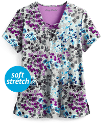 Easy STRETCH by Butter-Soft™ Floral Blossoms Women's 4-Pocket Lace-Up Print Scrub Top