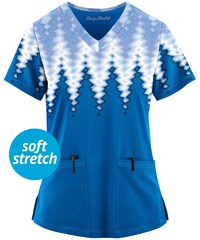 Easy STRETCH by Butter-Soft™ Dipped Royal Women's 2-Pocket V-Neck Print Scrub Top