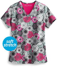 Easy STRETCH by Butter-Soft™ Mandala Tapestry Women's 2-Pocket Print Scrub Top